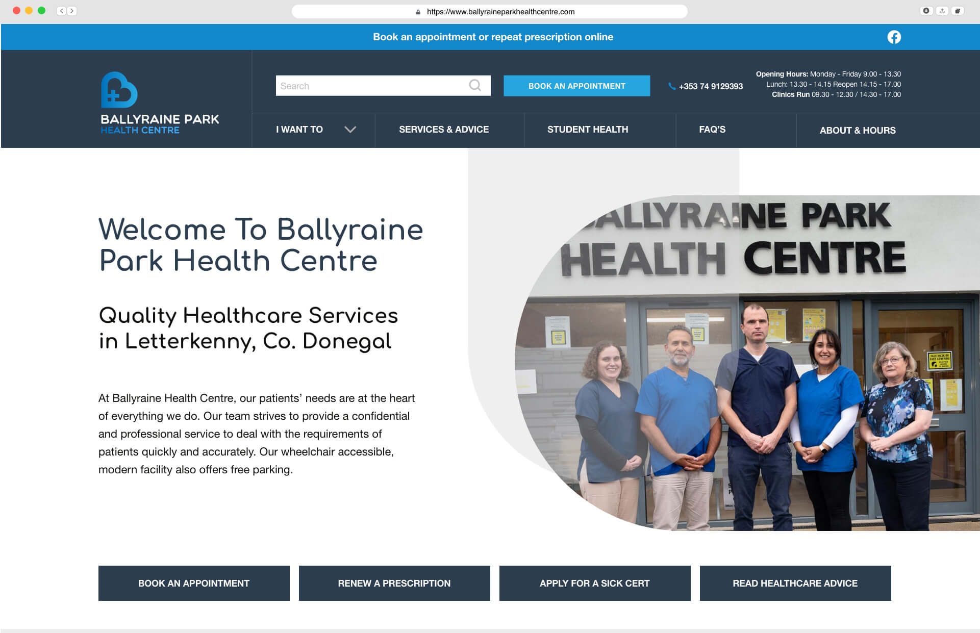 Ballyraine-Park-Health website