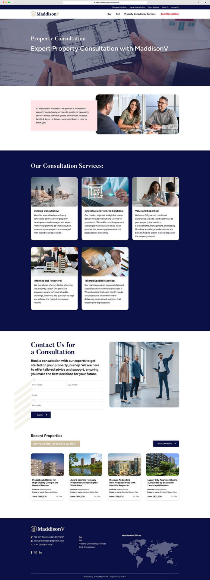 Client Goals web design for MaddisonV