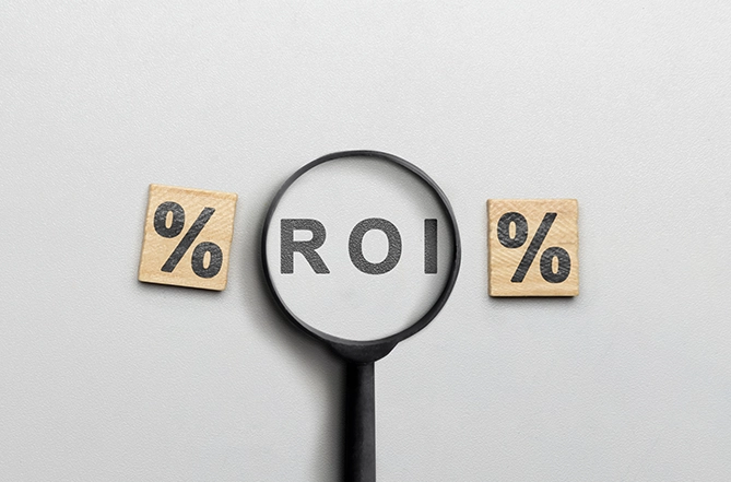 Business team analysing marketing ROI and revenue attribution data